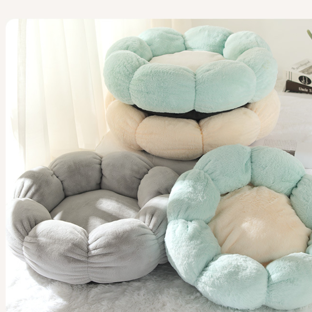 Cozy Flower Plush Soft Bunny Velvet Pet Nest Cat Bed