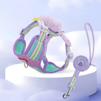 Lightweight Colorblock Dog Harness with Plush Monster Charm