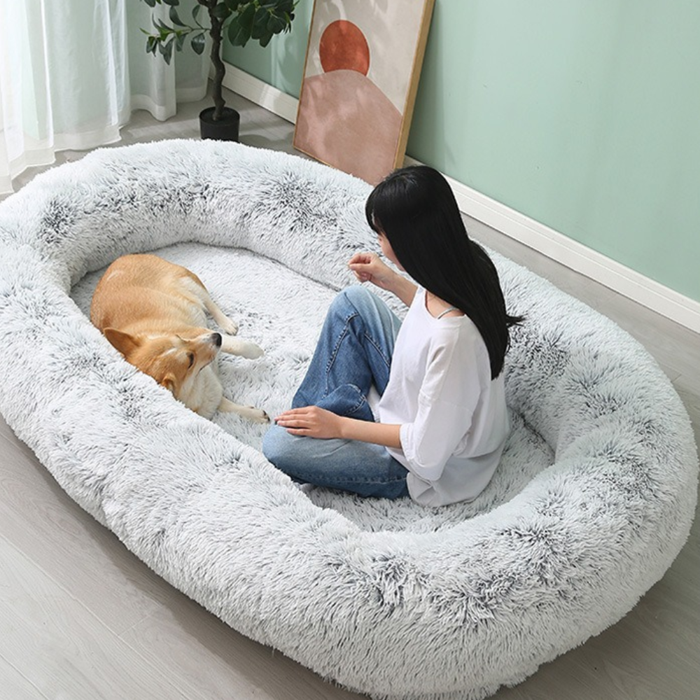 Shaggy Cozy Large Human Dog Bed