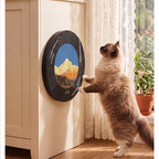 Vinyl Record Cat Scratching Board,Cardboard Cat Scratcher to Protect Sofas, Walls and Floors, with a Rotating Base and Non-Slip Double-Sided Tape，Suitable for Indoor Use or Wall Mounting.