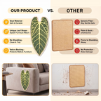 Natural Sisal Cat Scratching Mat,Self-Adhesive Wall Cat Scratch Pad,Large Indoor Leaf-Patterned Cat Scratch Rug are Designed to Protect Walls, Sofas, Floors and Furniture