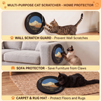 Vinyl Record Cat Scratching Board,Cardboard Cat Scratcher to Protect Sofas, Walls and Floors, with a Rotating Base and Non-Slip Double-Sided Tape，Suitable for Indoor Use or Wall Mounting.