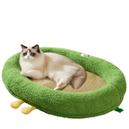 Natural Rattan Embroidery Cat Bed