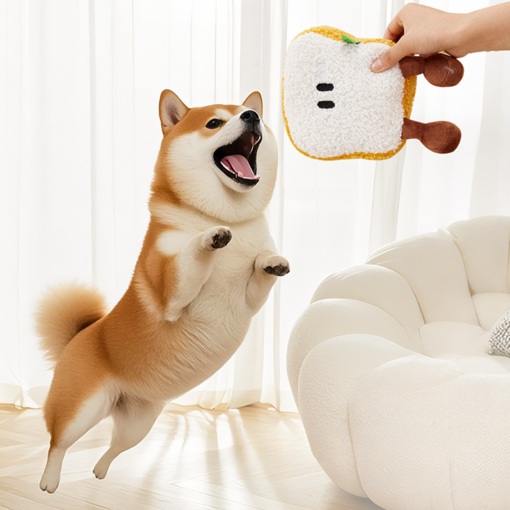 Cute Food Plush Dog Toy Donut Croissant Bread Squeaky Toy