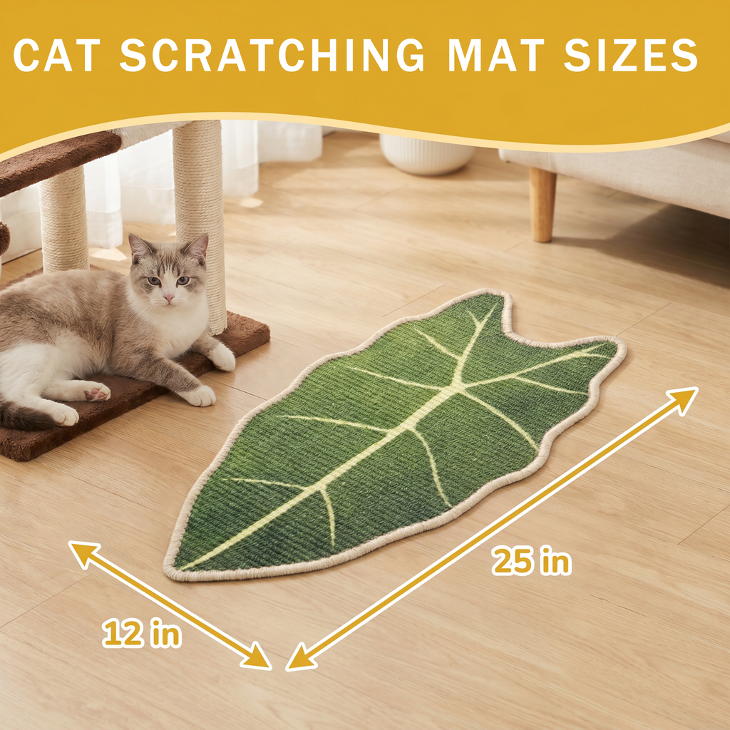 Natural Sisal Cat Scratching Mat,Self-Adhesive Wall Cat Scratch Pad,Large Indoor Leaf-Patterned Cat Scratch Rug are Designed to Protect Walls, Sofas, Floors and Furniture