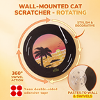Vinyl Record Cat Scratching Board,Cardboard Cat Scratcher to Protect Sofas, Walls and Floors, with a Rotating Base and Non-Slip Double-Sided Tape，Suitable for Indoor Use or Wall Mounting.
