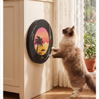 Vinyl Record Cat Scratching Board,Cardboard Cat Scratcher to Protect Sofas, Walls and Floors, with a Rotating Base and Non-Slip Double-Sided Tape，Suitable for Indoor Use or Wall Mounting.