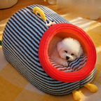 Cartoon Cozy Plush Striped Worm Shape Dog Cat Bed
