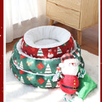 Christmas Thickened Warm Round Pet Bed for Cats and Dogs