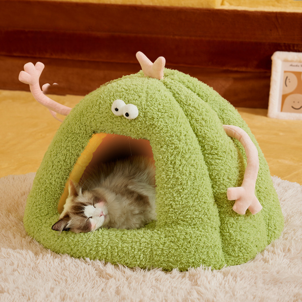 Cozy House with Removable Cushion & Non-Slip Bottom Cat Bed