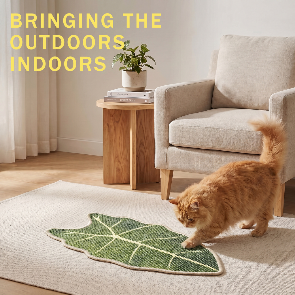 Natural Sisal Cat Scratching Mat,Self-Adhesive Wall Cat Scratch Pad,Large Indoor Leaf-Patterned Cat Scratch Rug are Designed to Protect Walls, Sofas, Floors and Furniture