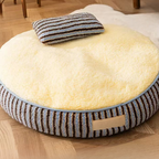 Cozy Plush Striped Dog Bed with Pillow Support