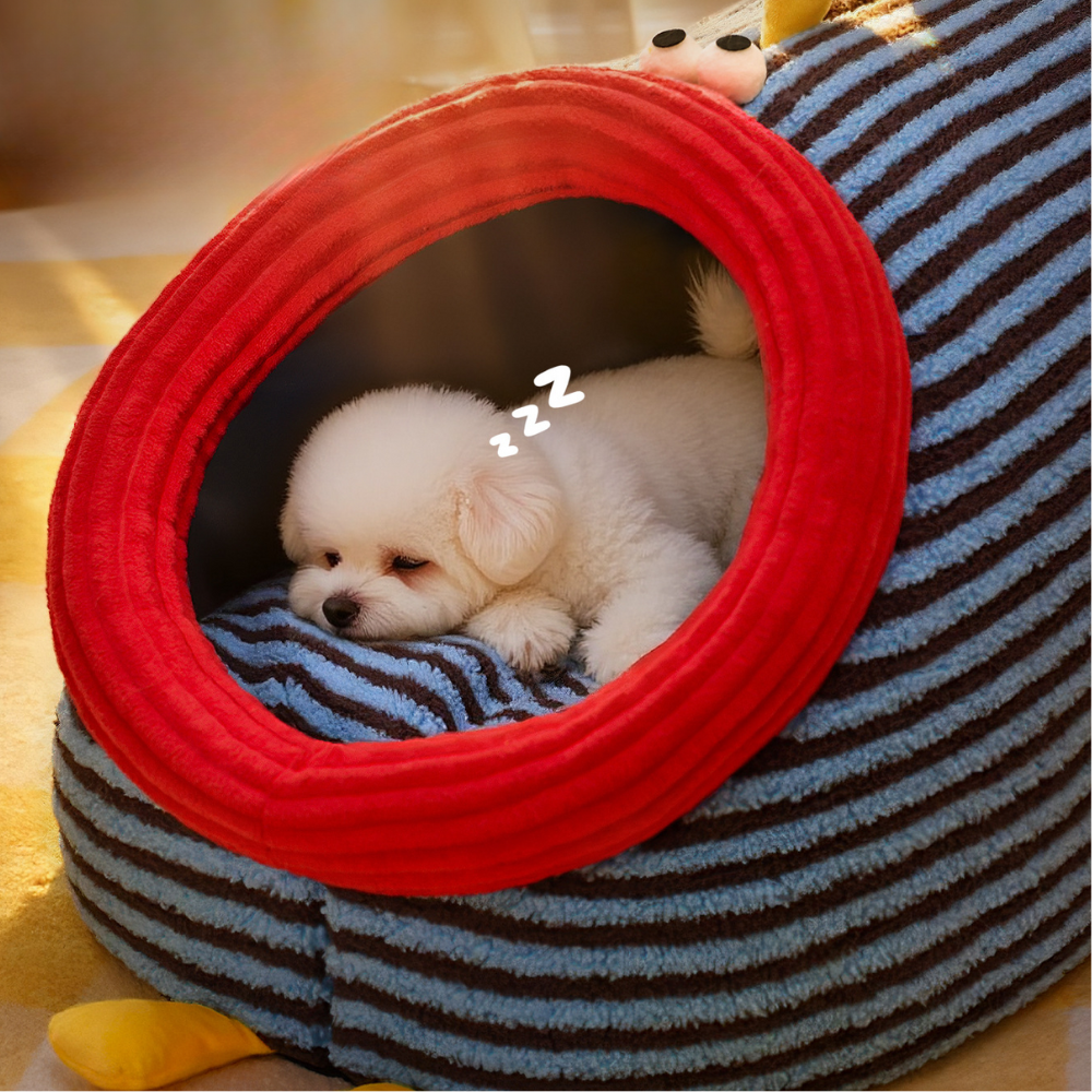 Cartoon Cozy Plush Striped Worm Shape Dog Cat Bed