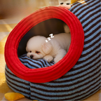 Cartoon Cozy Plush Striped Worm Shape Dog Cat Bed