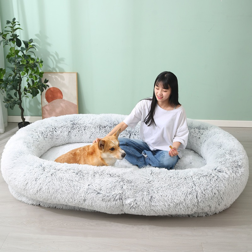 Shaggy Cozy Large Human Dog Bed