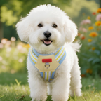 Lightweight Colorblock Dog Harness with Plush Monster Charm