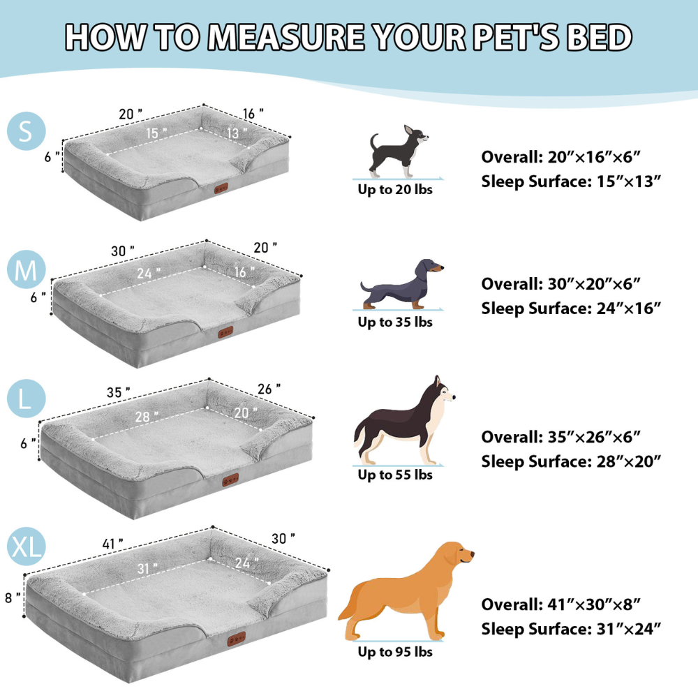 Orthopedic Memory Foam  Waterproof Liner Dog Bed