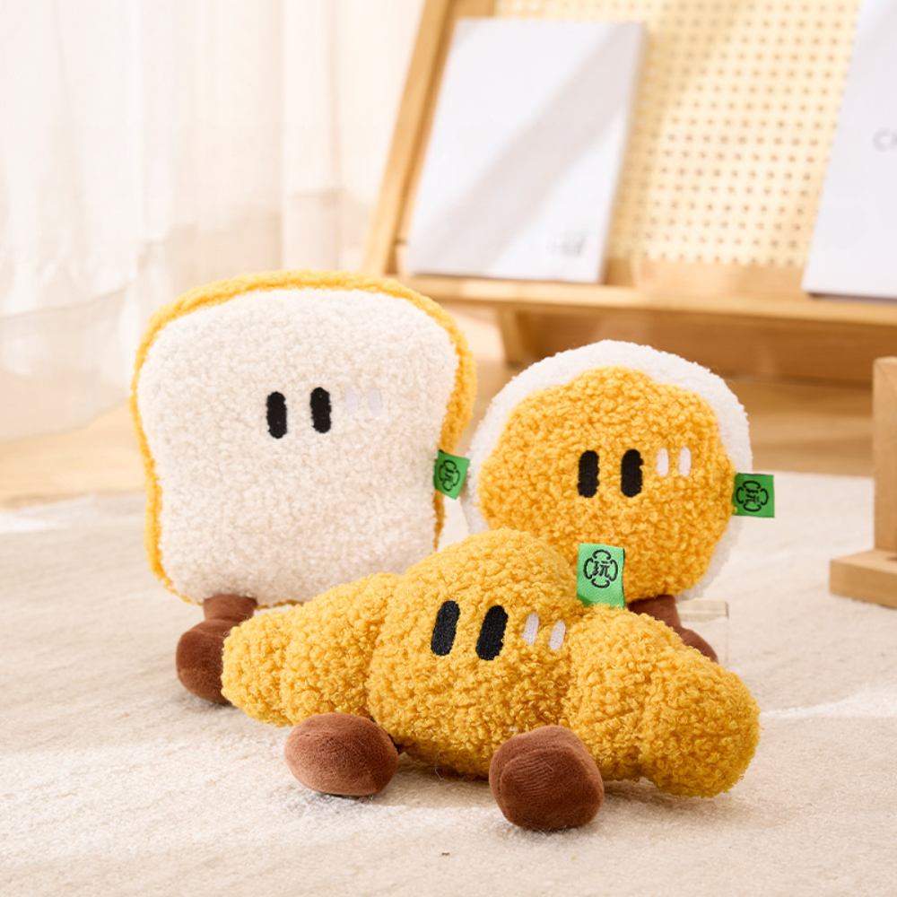 Cute Food Plush Dog Toy Donut Croissant Bread Squeaky Toy