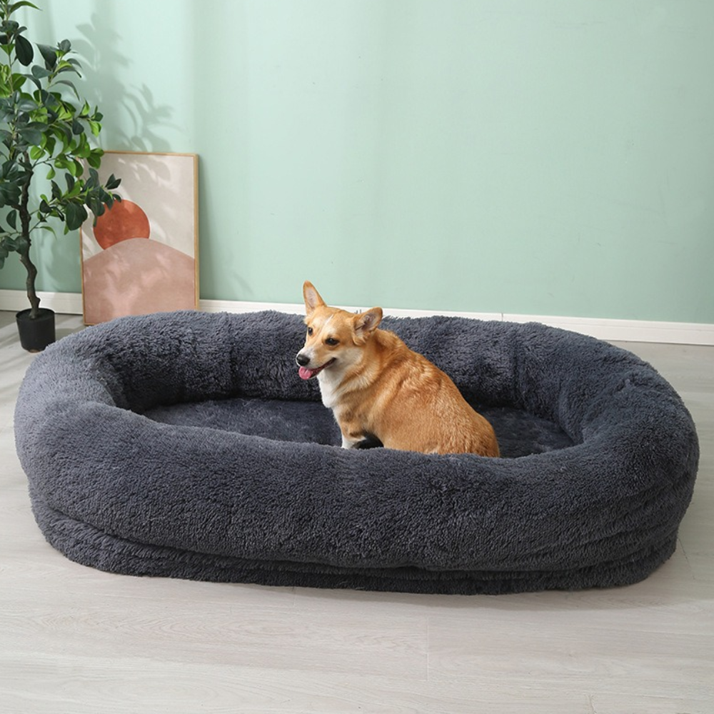 Shaggy Cozy Large Human Dog Bed
