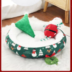 Christmas Thickened Warm Round Pet Bed for Cats and Dogs