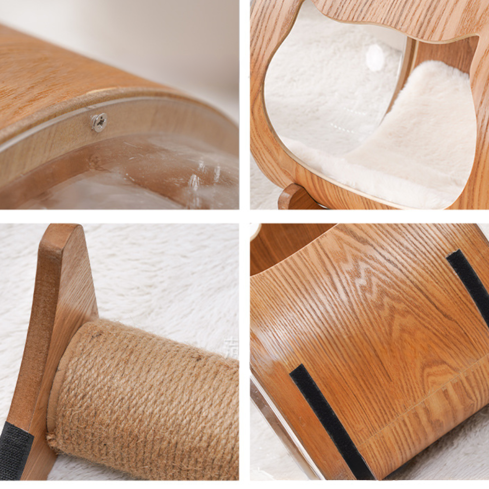 Natural Wood Cat Scratcher Cozy Cat Bed