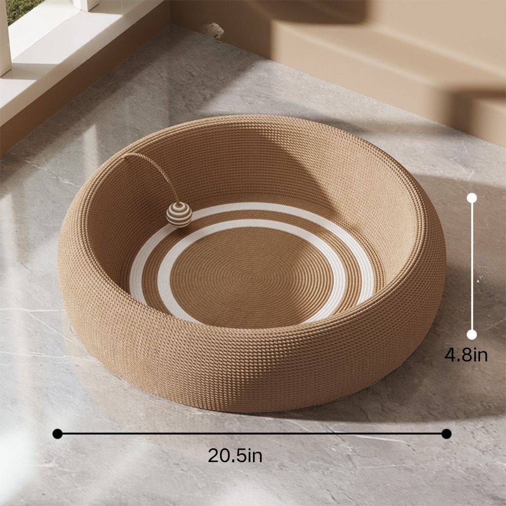 Scratch-Resistant Linen Cat Bed with Ergonomic Curved Design for All Seasons