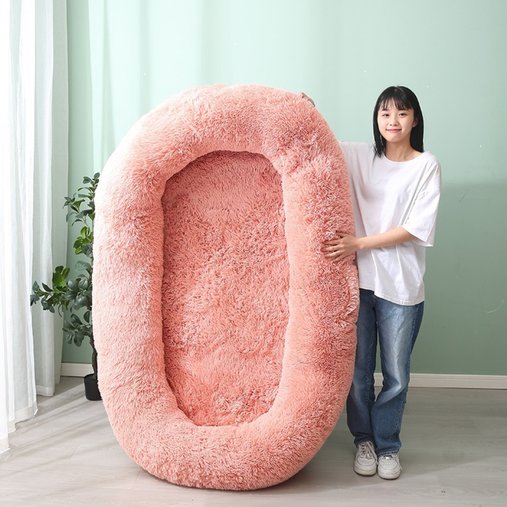 Shaggy Cozy Large Human Dog Bed
