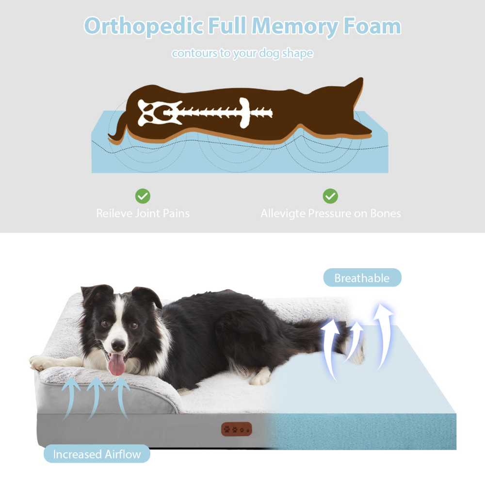 Orthopedic Memory Foam  Waterproof Liner Dog Bed