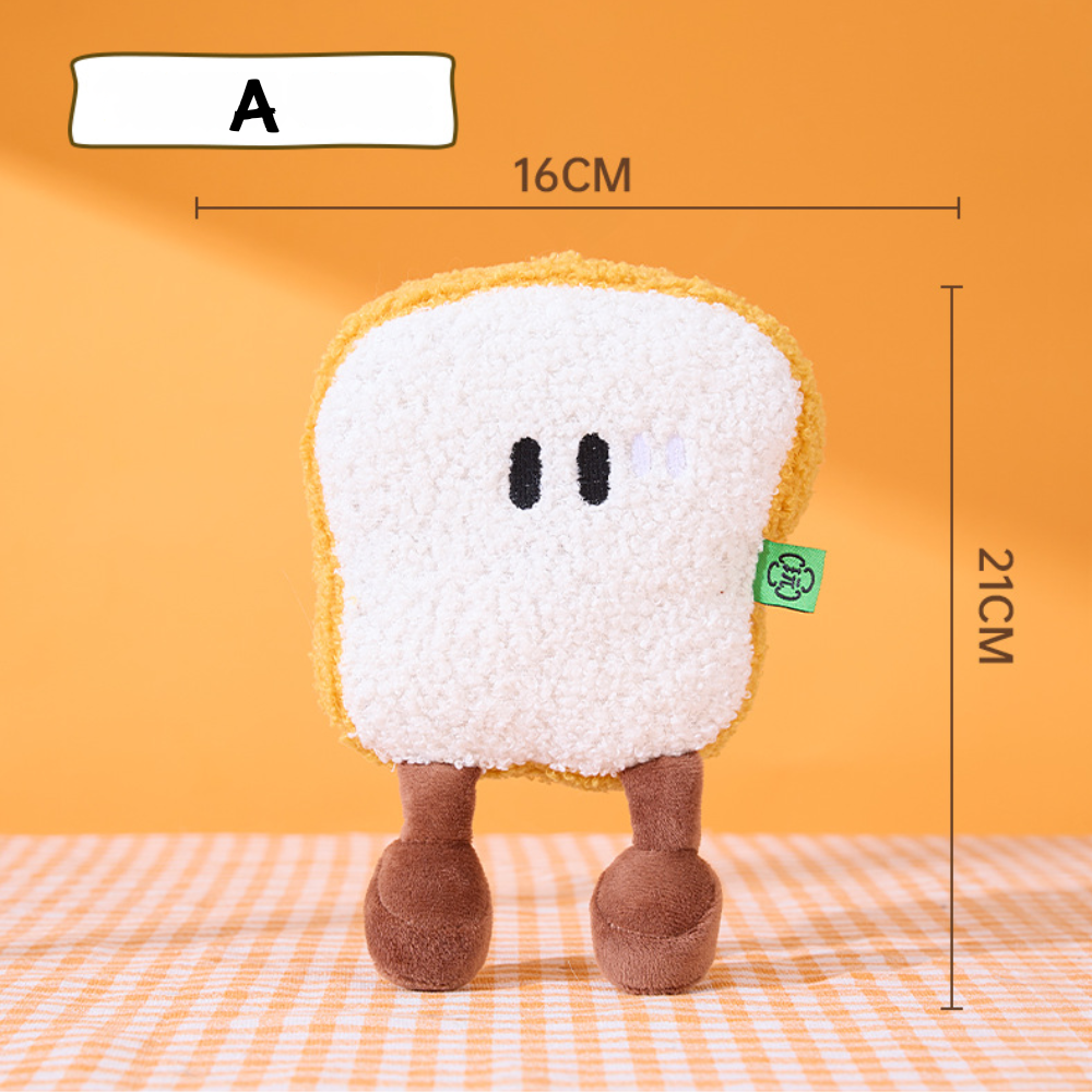 Cute Food Plush Dog Toy Donut Croissant Bread Squeaky Toy