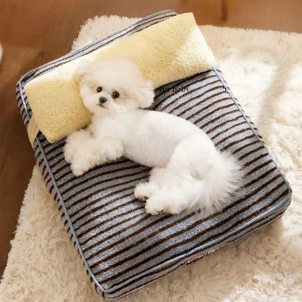 Round Plush Dog Bed with Soft Pillow for All Seasons