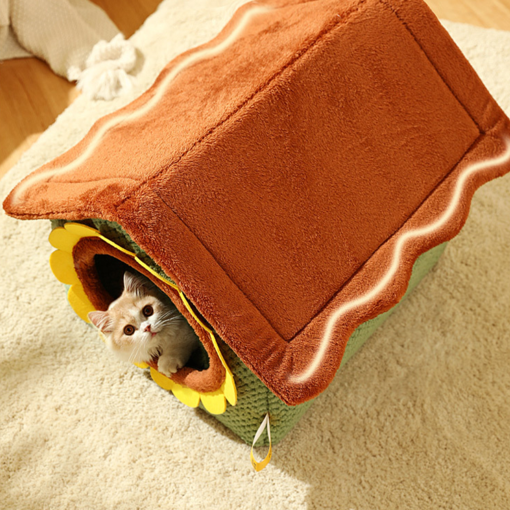 Sunflower Cat House Warm Cozy Cat Bed