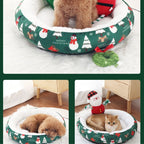 Christmas Thickened Warm Round Pet Bed for Cats and Dogs