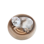 Scratch-Resistant Linen Cat Bed with Ergonomic Curved Design for All Seasons