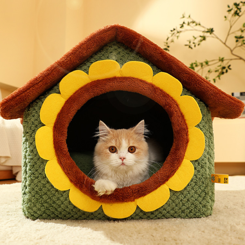Sunflower Cat House Warm Cozy Cat Bed