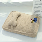 Embroidered Dachshund Plush Dog Bed with Bone Pillow