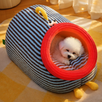 Cartoon Cozy Plush Striped Worm Shape Dog Cat Bed