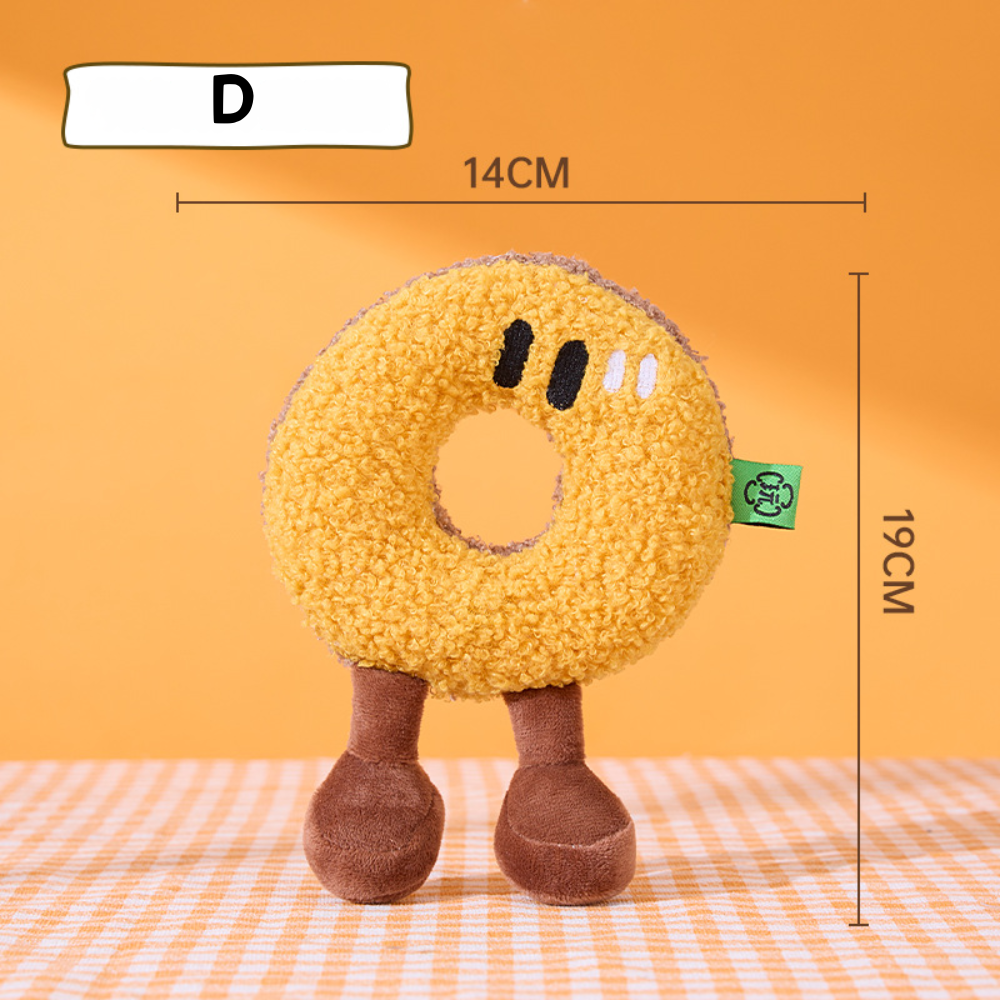 Cute Food Plush Dog Toy Donut Croissant Bread Squeaky Toy