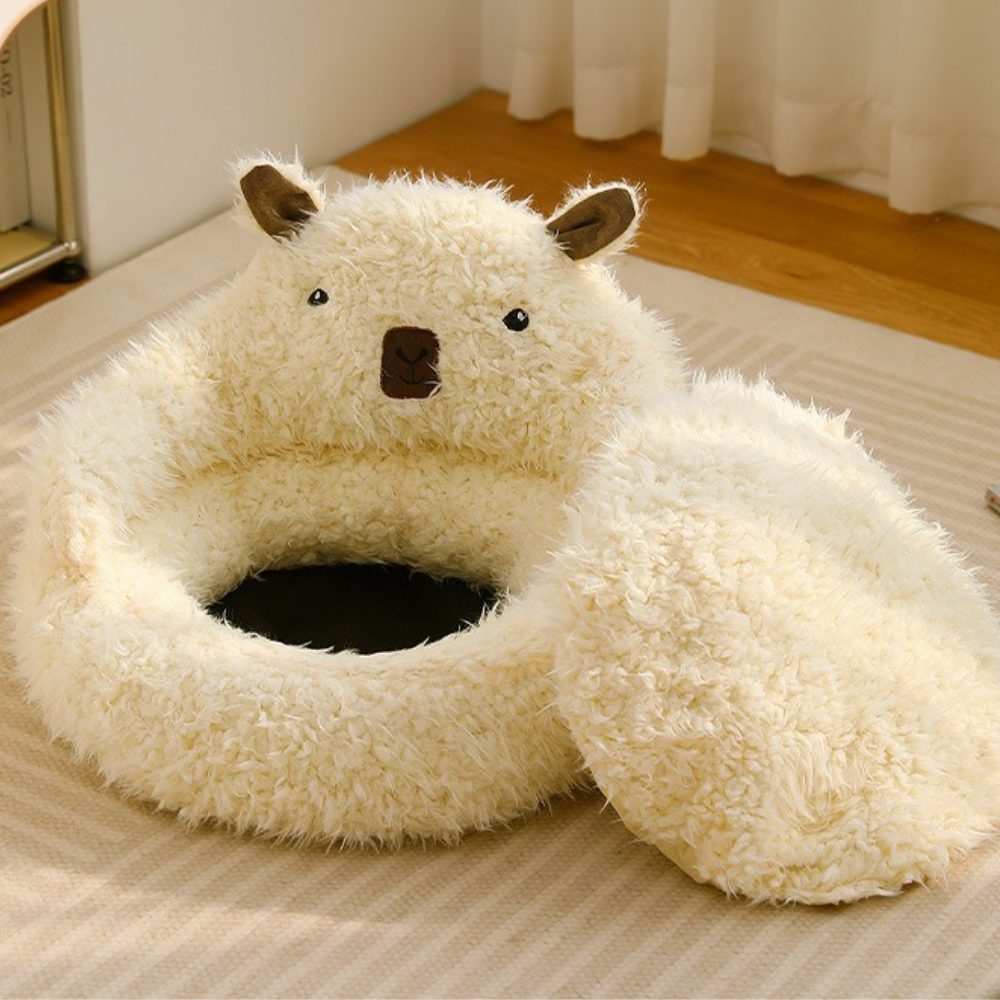 Plush Furry Bear Style Comfortable Cat Bed