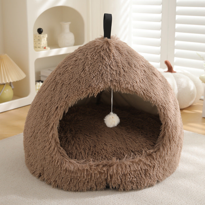 Winter Warm Plush Soft Removable Cushion Cat Bed