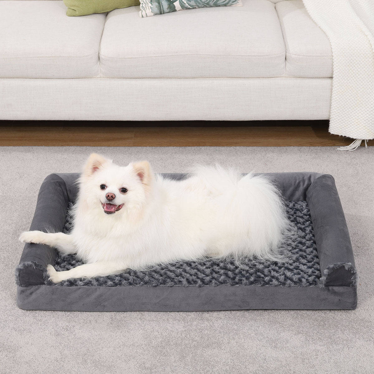 Waterproof Memory Foam Plush Dog Bed