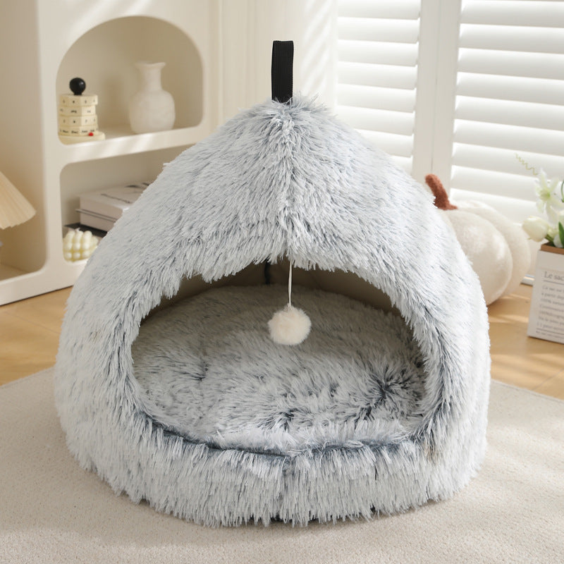 Winter Warm Plush Soft Removable Cushion Cat Bed