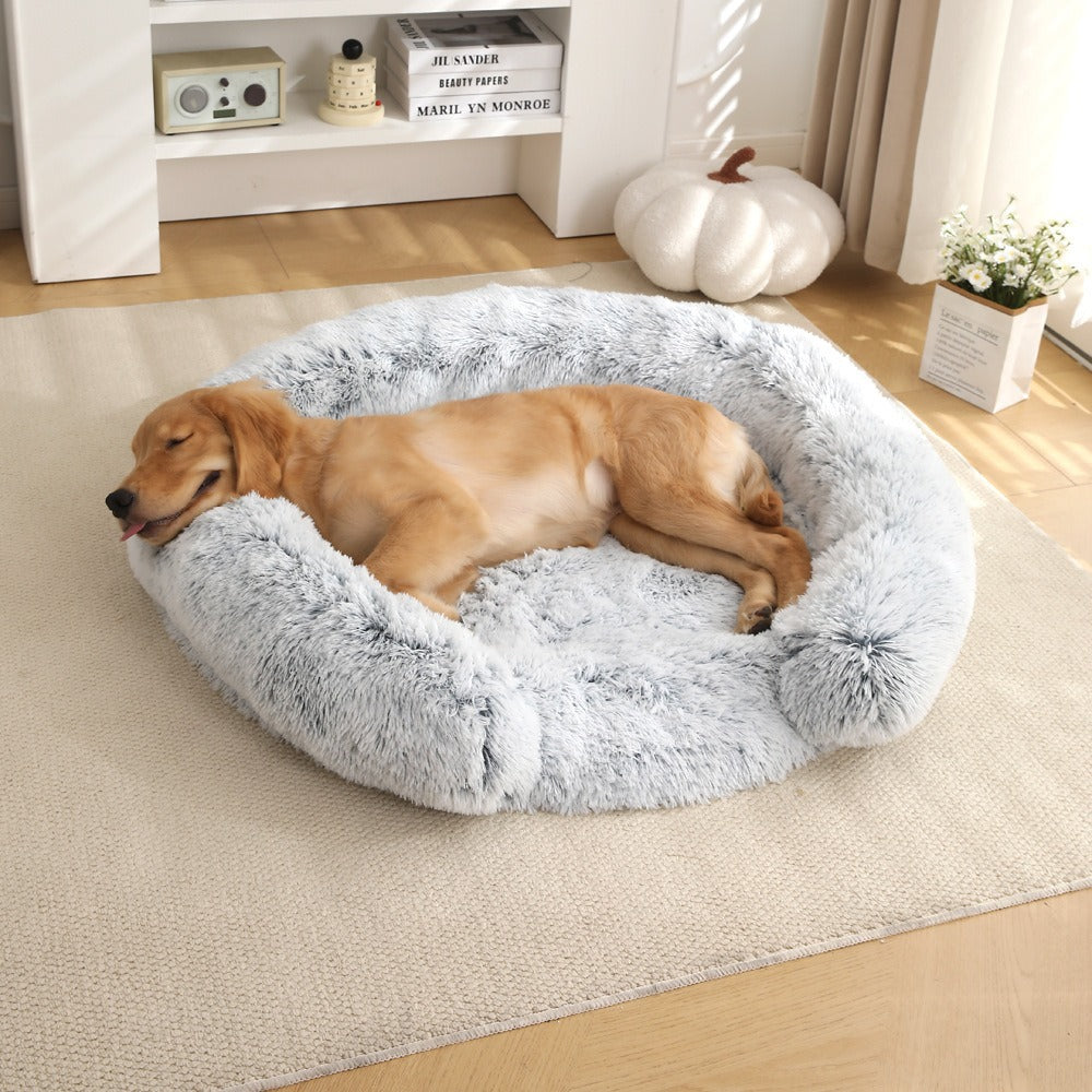 Plush Fluffy Shaggy Round Soft Washable Dog Bed