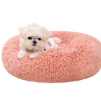 Round Plush Donut Soft Washable Pet Cushion Dog Bed