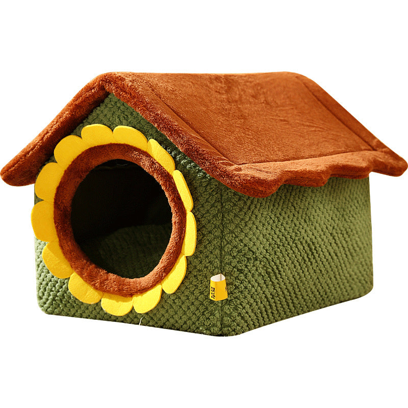 Sunflower Cat House Warm Cozy Cat Bed