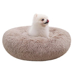 Round Plush Donut Soft Washable Pet Cushion Dog Bed
