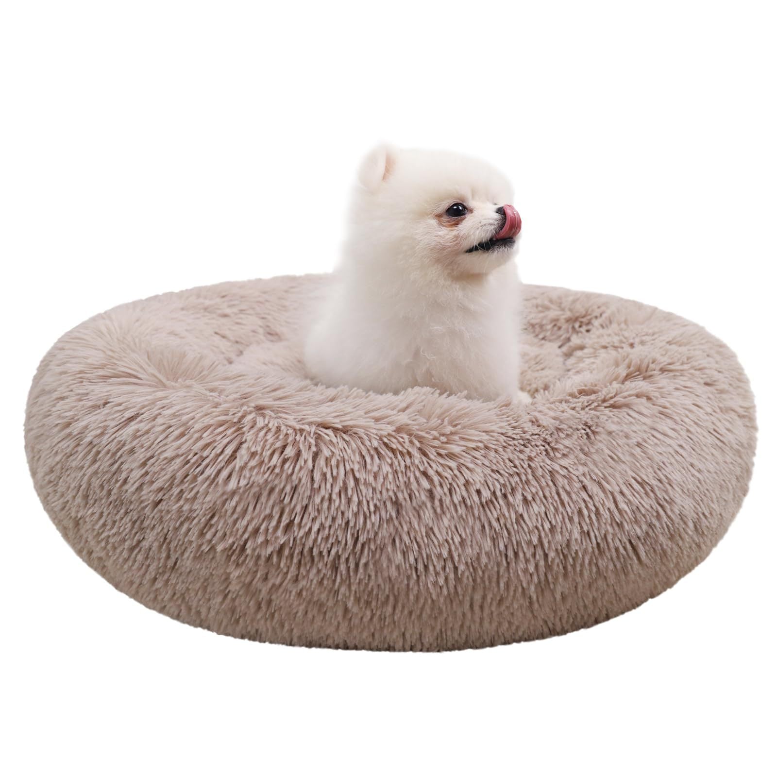Round Plush Donut Soft Washable Pet Cushion Dog Bed