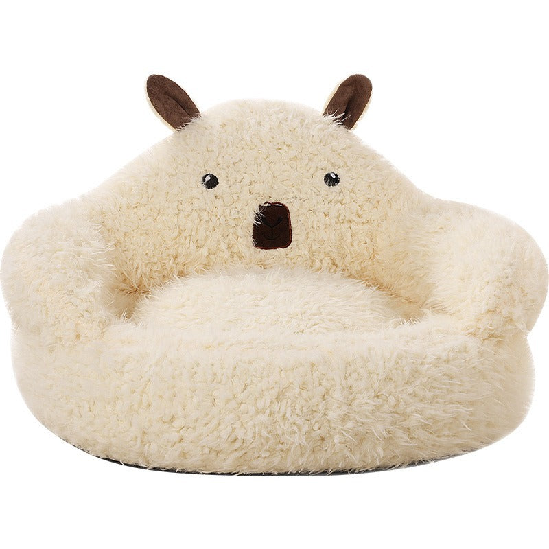 Plush Furry Bear Style Comfortable Cat Bed