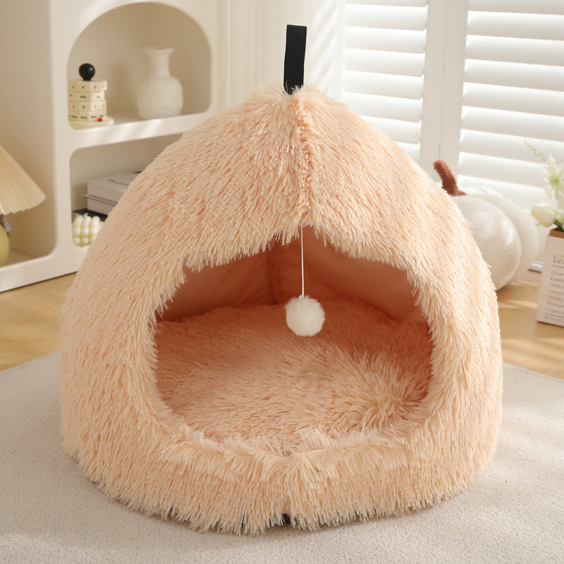 Winter Warm Plush Soft Removable Cushion Cat Bed