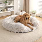 Plush Fluffy Shaggy Round Soft Washable Dog Bed