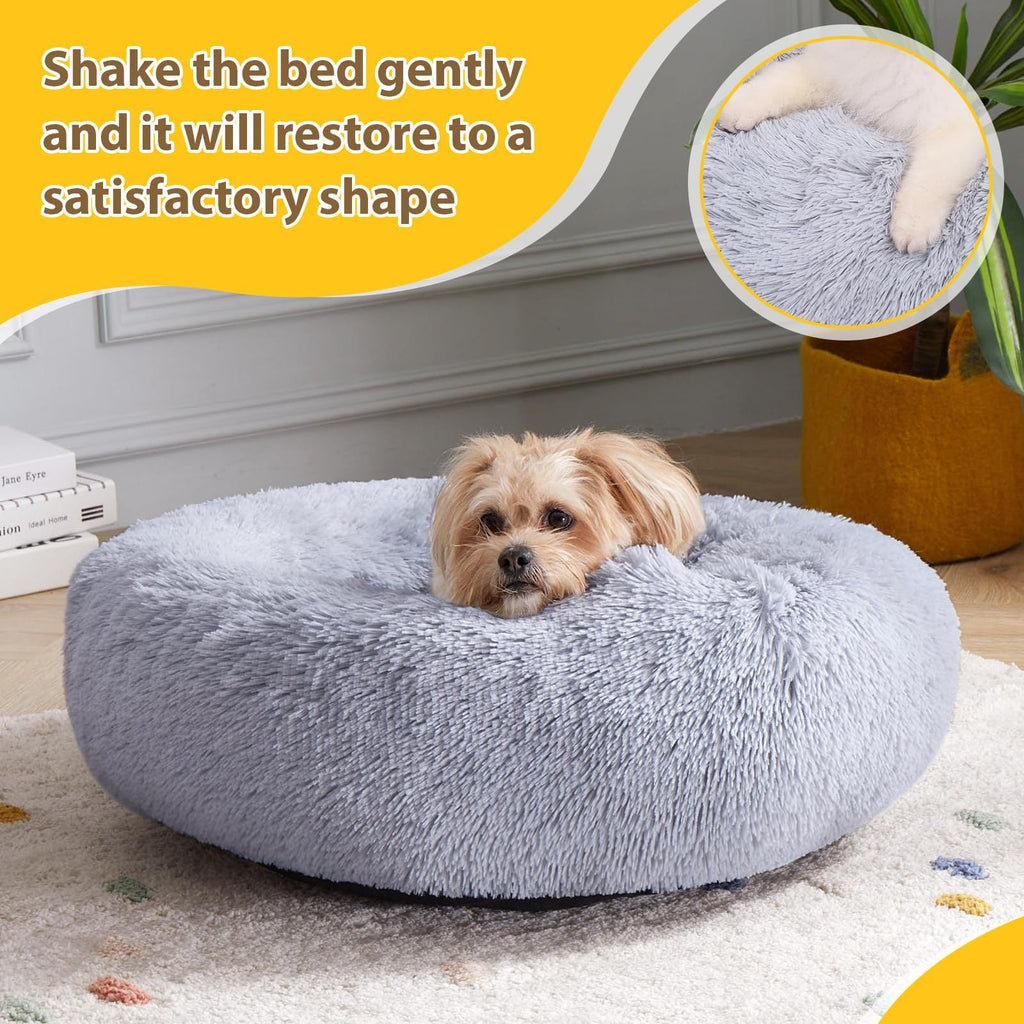 Round Plush Donut Soft Washable Pet Cushion Dog Bed